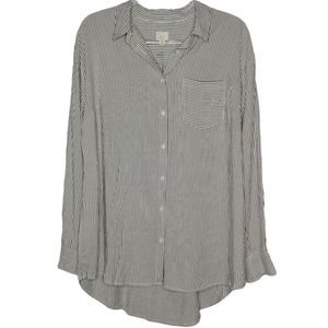A New Day Striped Gray Long Sleeve Button Down Shirt X-Large
